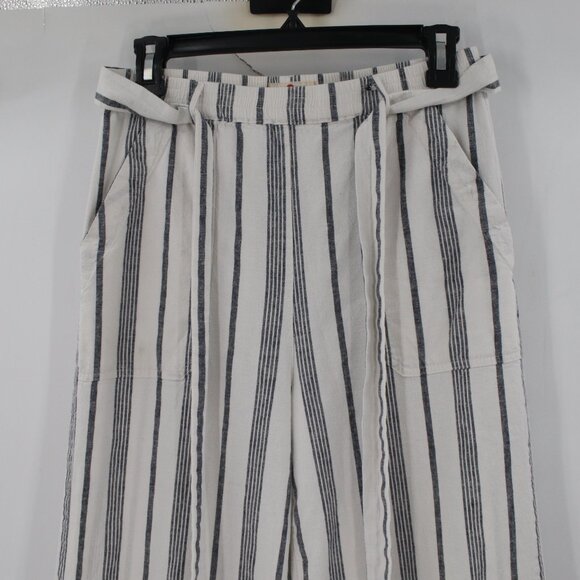Marine Layer Pants Womens Small Wide Leg Tie Waist Striped Hemp Lyocell Blend - Picture 2 of 10